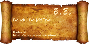 Bondy Bojána névjegykártya